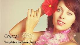  Presentation with hawaiian - Slide deck with beautiful hawaiian hula dancer woman background and a coral colored foreground