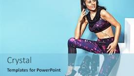  Presentation with healthy - Slide set consisting of beautiful-healthy-fitness-woman-exercising background and a light blue colored foreground