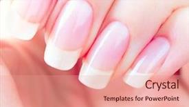  Presentation with nail salon beauty nails concept - Audience pleasing slide deck consisting of beautiful healthy natural nails beauty backdrop and a coral colored foreground
