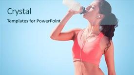  Presentation with health detox infused water - Presentation consisting of beautiful healthy woman drinking water background and a sky blue colored foreground