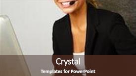  Presentation with help desk - Beautiful theme featuring beautiful help desk office support woman with headset backdrop and a tawny brown colored foreground