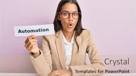  Presentation with automation - Slide deck enhanced with beautiful-hispanic-business-woman-holding background and a lemonade colored foreground