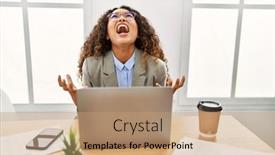  Presentation with beautiful hispanic woman - Slide deck featuring beautiful-hispanic-business-woman-sitting background and a coral colored foreground