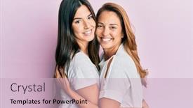  Presentation with daughter mother - Beautiful presentation theme featuring beautiful-hispanic-mother-and-daughter backdrop and a soft green colored foreground