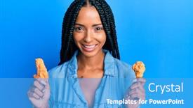  Presentation with beautiful hispanic woman - Beautiful slides featuring beautiful-hispanic-woman-eating-chicken backdrop and a teal colored foreground