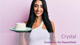  Presentation with white cheese - PPT theme having beautiful-hispanic-woman-eating-fresh background and a lemonade colored foreground