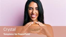  Presentation with beautiful hispanic woman - Amazing PPT theme having beautiful-hispanic-woman-eating backdrop and a coral colored foreground