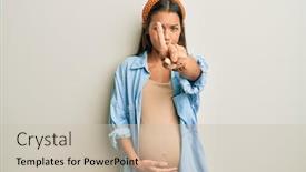  Presentation with angry baby - Colorful slide deck enhanced with beautiful-hispanic-woman-expecting backdrop and a soft green colored foreground