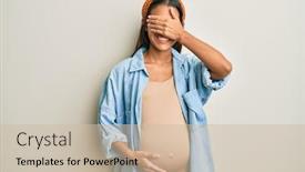  Presentation with hispanic pregnant - Slide deck featuring beautiful-hispanic-woman-expecting background and a soft green colored foreground