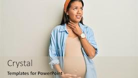  Presentation with beautiful hispanic woman - Presentation consisting of beautiful-hispanic-woman-expecting background and a soft green colored foreground