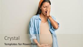  Presentation with face pain - PPT theme consisting of beautiful-hispanic-woman-expecting background and a soft green colored foreground