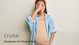  Presentation with hispanic pregnant - Beautiful PPT layouts featuring beautiful-hispanic-woman-expecting backdrop and a mint green colored foreground