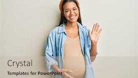  Presentation with hispanic pregnant - Slide deck with beautiful-hispanic-woman-expecting background and a mint green colored foreground