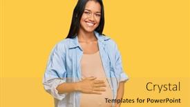  Presentation with baby teeth - Audience pleasing PPT layouts consisting of beautiful-hispanic-woman-expecting backdrop and a yellow colored foreground