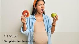  Presentation with anger baby - Slides having beautiful-hispanic-woman-expecting background and a mint green colored foreground