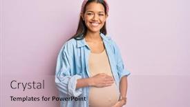  Presentation with beautiful hispanic woman - Slide set featuring beautiful-hispanic-woman-expecting background and a soft green colored foreground