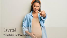  Presentation with hispanic pregnant - Beautiful PPT theme featuring beautiful-hispanic-woman-expecting backdrop and a soft green colored foreground