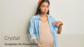  Presentation with hispanic pregnant - Slide set featuring beautiful-hispanic-woman-expecting background and a soft green colored foreground