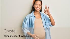  Presentation with hispanic pregnant - Presentation design consisting of beautiful-hispanic-woman-expecting background and a soft green colored foreground