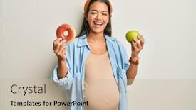  Presentation with baby food - Presentation design featuring beautiful-hispanic-woman-expecting background and a soft green colored foreground