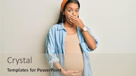  Presentation with beautiful hispanic woman - Cool new PPT theme with beautiful-hispanic-woman-expecting backdrop and a soft green colored foreground