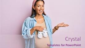  Presentation with baby smile - Slide deck enhanced with beautiful-hispanic-woman-expecting background and a lemonade colored foreground