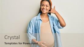  Presentation with hispanic pregnant - Beautiful PPT theme featuring beautiful-hispanic-woman-expecting backdrop and a soft green colored foreground