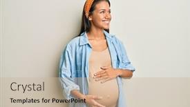  Presentation with hispanic pregnant - Slides enhanced with beautiful-hispanic-woman-expecting background and a soft green colored foreground