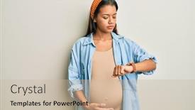  Presentation with hispanic pregnant - Presentation design featuring beautiful-hispanic-woman-expecting background and a soft green colored foreground