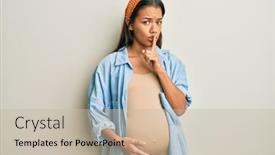  Presentation with hispanic pregnant - Slide set consisting of beautiful-hispanic-woman-expecting background and a mint green colored foreground