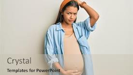  Presentation with beautiful hispanic woman - Slide set enhanced with beautiful-hispanic-woman-expecting background and a soft green colored foreground