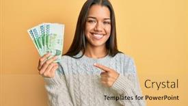  Presentation with south korean - Beautiful presentation design featuring beautiful-hispanic-woman-holding-10000 backdrop and a coral colored foreground