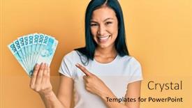  Presentation with beautiful hispanic woman - Amazing slide set having beautiful-hispanic-woman-holding-100 backdrop and a coral colored foreground