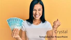  Presentation with beautiful hispanic woman - Amazing slide set having beautiful-hispanic-woman-holding-100 backdrop and a coral colored foreground