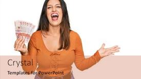  Presentation with woman hands raised to sky - PPT theme enhanced with beautiful-hispanic-woman-holding-10 background and a coral colored foreground