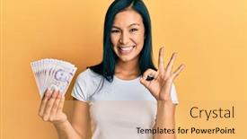  Presentation with singapore - Presentation design consisting of beautiful-hispanic-woman-holding-2 background and a yellow colored foreground