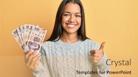  Presentation with beautiful hispanic woman - Slide deck having beautiful-hispanic-woman-holding-500 background and a yellow colored foreground