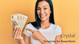  Presentation with beautiful hispanic woman - Cool new slide set with beautiful-hispanic-woman-holding-500 backdrop and a coral colored foreground