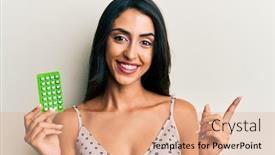  Presentation with control - PPT layouts enhanced with beautiful-hispanic-woman-holding-birth background and a coral colored foreground