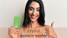  Presentation with beautiful hispanic woman - Beautiful PPT layouts featuring beautiful-hispanic-woman-holding-birth backdrop and a coral colored foreground