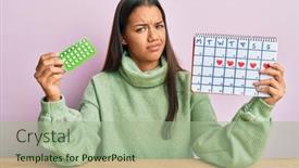  Presentation with beautiful hispanic woman - Presentation design consisting of beautiful-hispanic-woman-holding-birth background and a mint green colored foreground