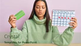  Presentation with control - PPT layouts consisting of beautiful-hispanic-woman-holding-birth background and a mint green colored foreground