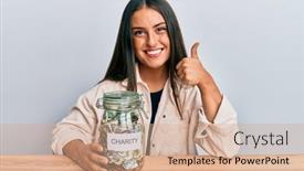  Presentation with beautiful hispanic woman - Slide deck featuring beautiful-hispanic-woman-holding-charity background and a coral colored foreground