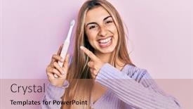  Presentation with beautiful hispanic woman - Presentation theme enhanced with beautiful-hispanic-woman-holding-electric background and a coral colored foreground