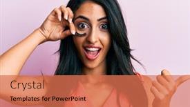  Presentation with beautiful hispanic woman - Amazing slide set having beautiful-hispanic-woman-holding-fake backdrop and a coral colored foreground