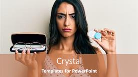  Presentation with beautiful hispanic woman - Presentation theme featuring beautiful-hispanic-woman-holding-glasses background and a coral colored foreground