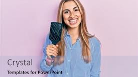  Presentation with beautiful hispanic woman - PPT layouts featuring beautiful-hispanic-woman-holding-hairbrush background and a light blue colored foreground