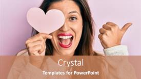  Presentation with beautiful hispanic woman - Beautiful presentation design featuring beautiful-hispanic-woman-holding-heart backdrop and a coral colored foreground
