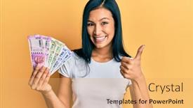  Presentation with beautiful hispanic woman - Colorful PPT theme enhanced with beautiful-hispanic-woman-holding-indian backdrop and a yellow colored foreground