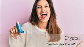  Presentation with asthma - Slide set featuring beautiful-hispanic-woman-holding-medical background and a coral colored foreground